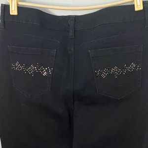 Laura Ashley Black Denim Capris with Bead Detail
